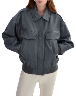 Trevanna Leather Bomber Jacket
