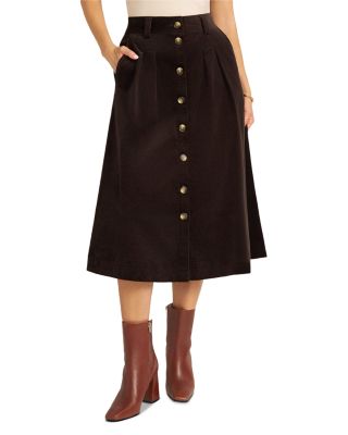 Marlowe Cotton Blend Corduroy Midi Skirt