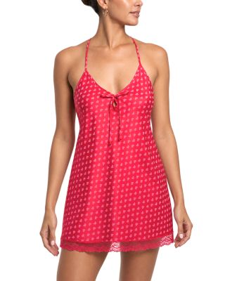 Heart Print Satin Chemise