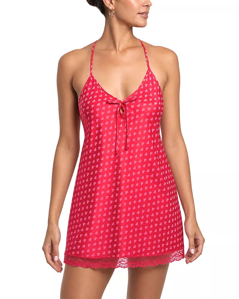 In Bloom by Jonquil Heart Print Satin Chemise