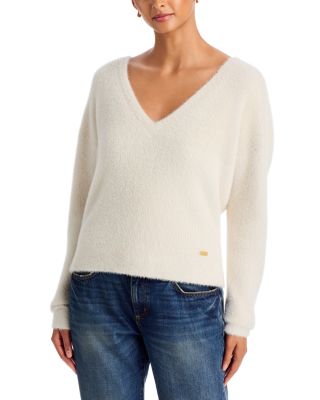 L'Agence Korinna Fuzzy V Neck Oversized Sweater