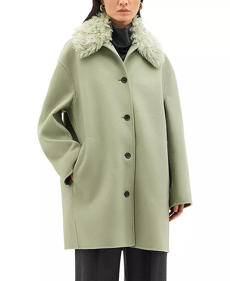 Another Tomorrow Fur Collar Balmacaan