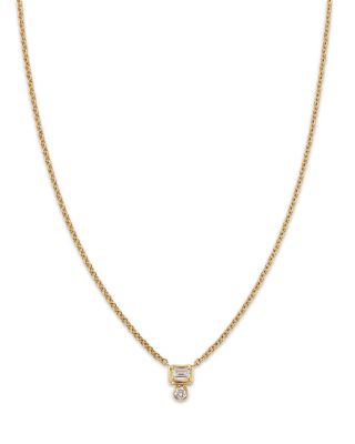 Diamond Mixed Cut Bezel Set Pendant Necklace in 14K Yellow Gold, 0.25 tcw