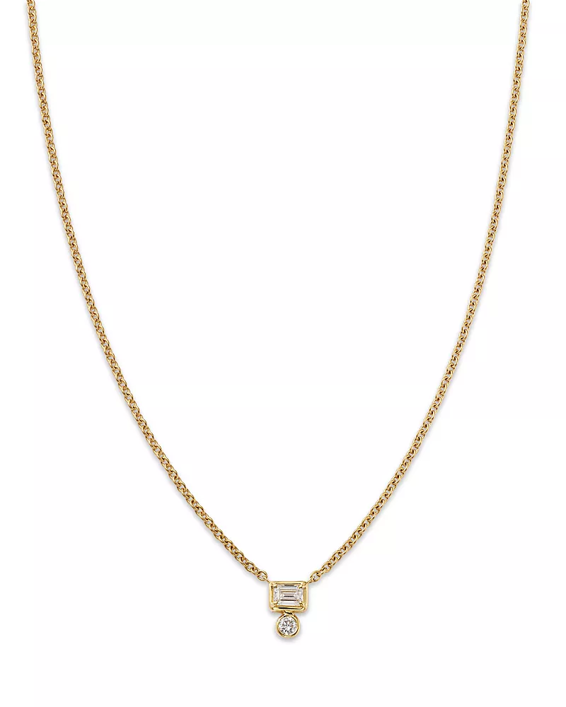 Bloomingdale's Fine Collection Diamond Mixed Cut Bezel Set Pendant Necklace in 14K Yellow Gold, 0.25 tcw
