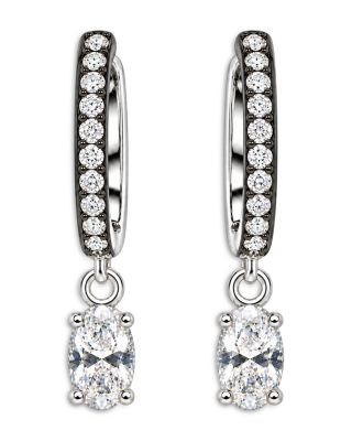 Black Rhodium 14K White Gold Lab Grown Diamond Drop Hoop Earrings, 0.31 tcw