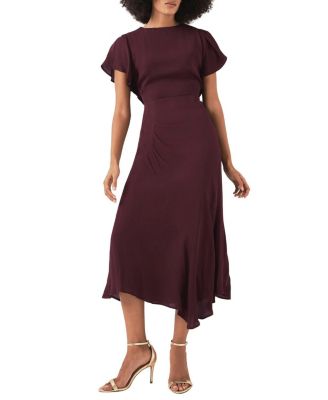  Women's Draped Asymmetric Midi Dress