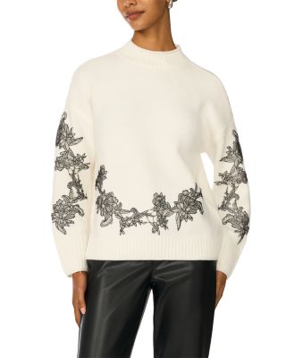 Lace Appliqu&eacute; Mock Neck Sweater
