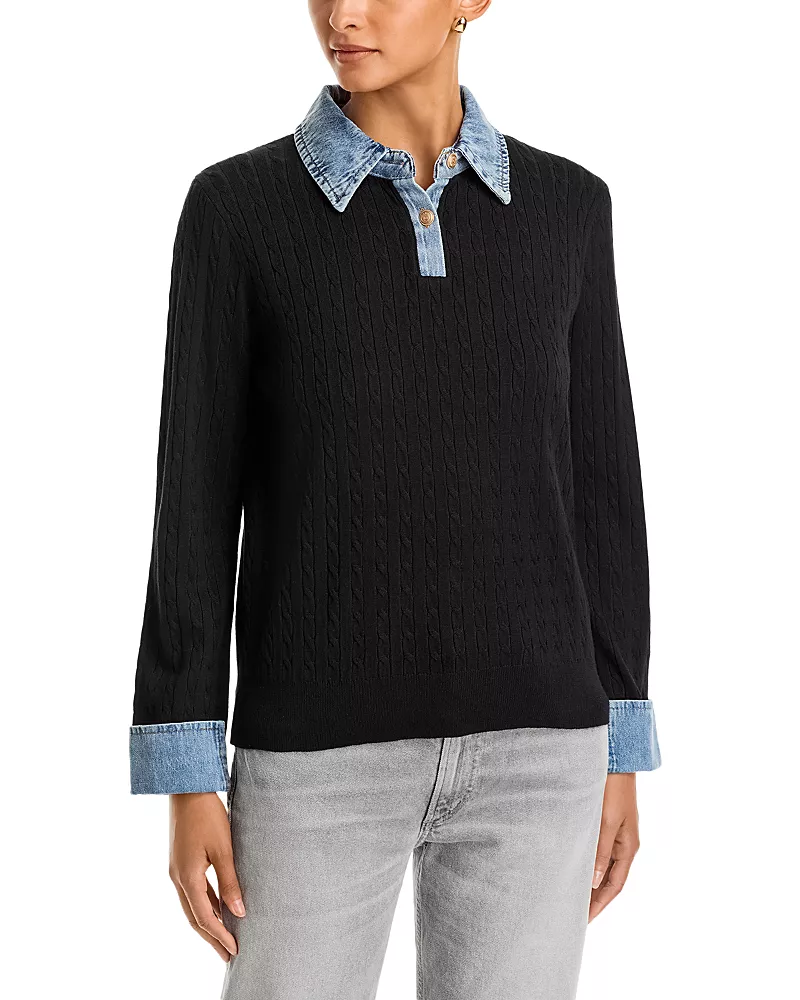 Sioni Denim Collared Sweater