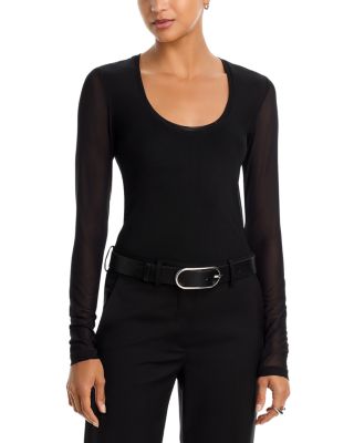 Luca Mesh Paneled Scoop Neck Top