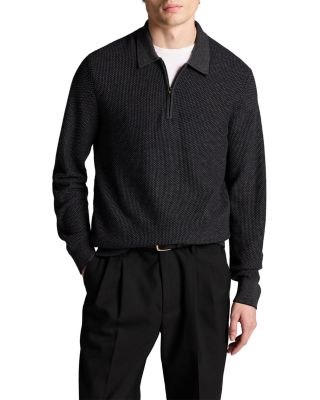 Geo Jacquard Quarter Zip Sweater