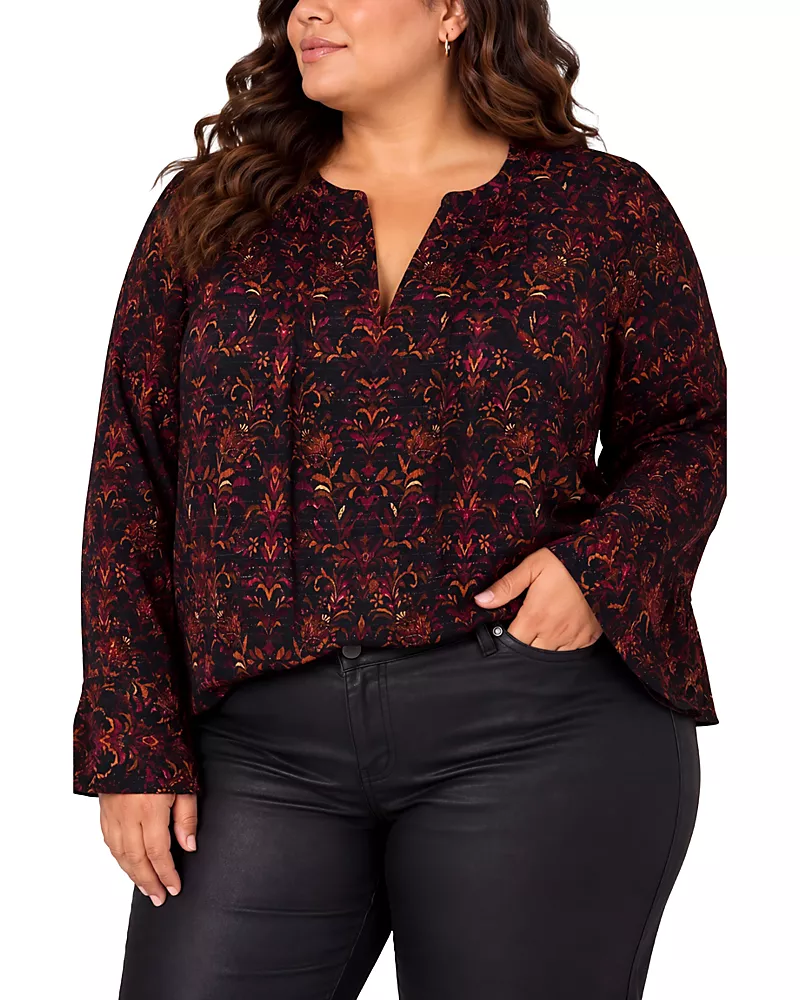 Liverpool Los Angeles Plus Floral Gathered Blouse
