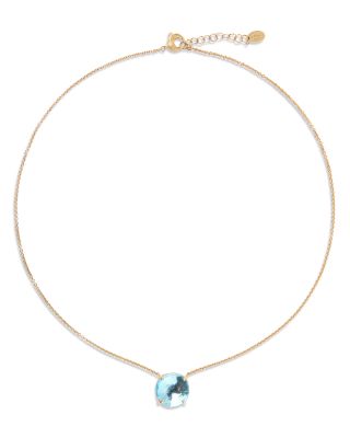 18K Yellow Gold Blue Topaz Jaipur Color Pendant Necklace, 16.5"
