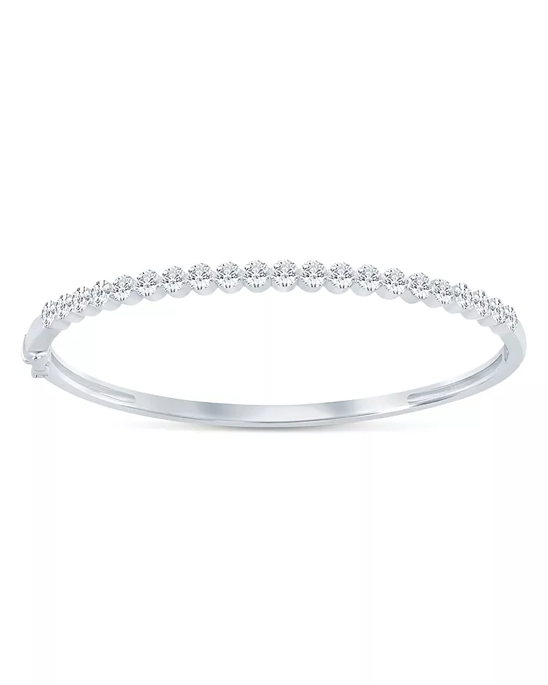 Bloomingdale's Fine Collection Certified Lab Grown Diamond Invisible Set Bangle Bracelet in 14K White Gold, 3.0 tcw