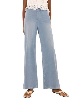  Women's Stretch Denim Wide Leg Travel Jeans in Blue Wash