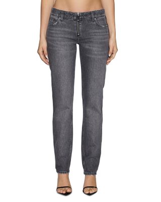 The Moss Glitch Low Rise Skinny Jeans in Grey