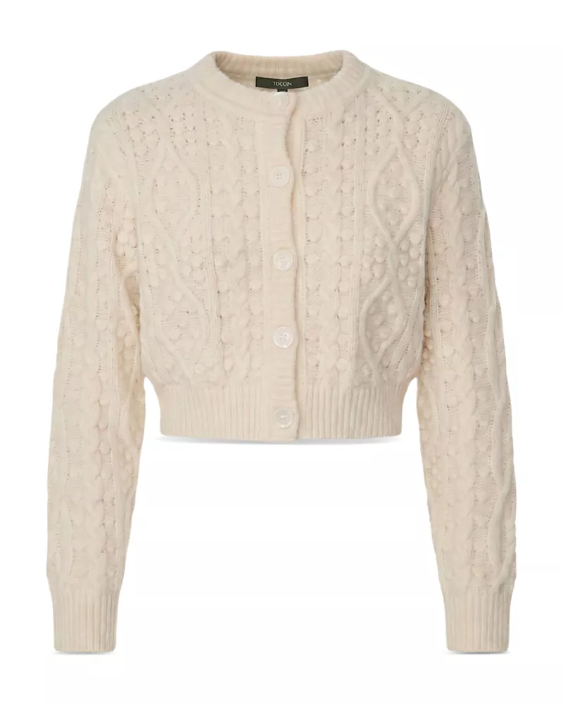 Toccin Rana Cable Knit Cropped Cardigan