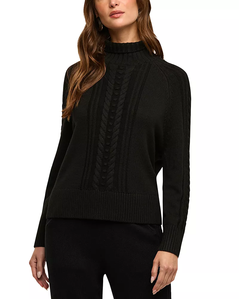 L'Agence Sandrina Turtleneck Cable Knit Sweater