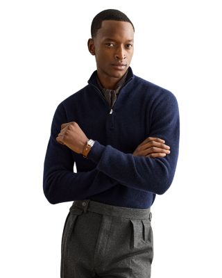 Ralph Lauren Purple Label Textured Cashmere Quarter Zip Sweater