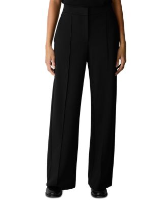Eileen Fisher Flex Ponte Wide-Leg Pintuck Pants