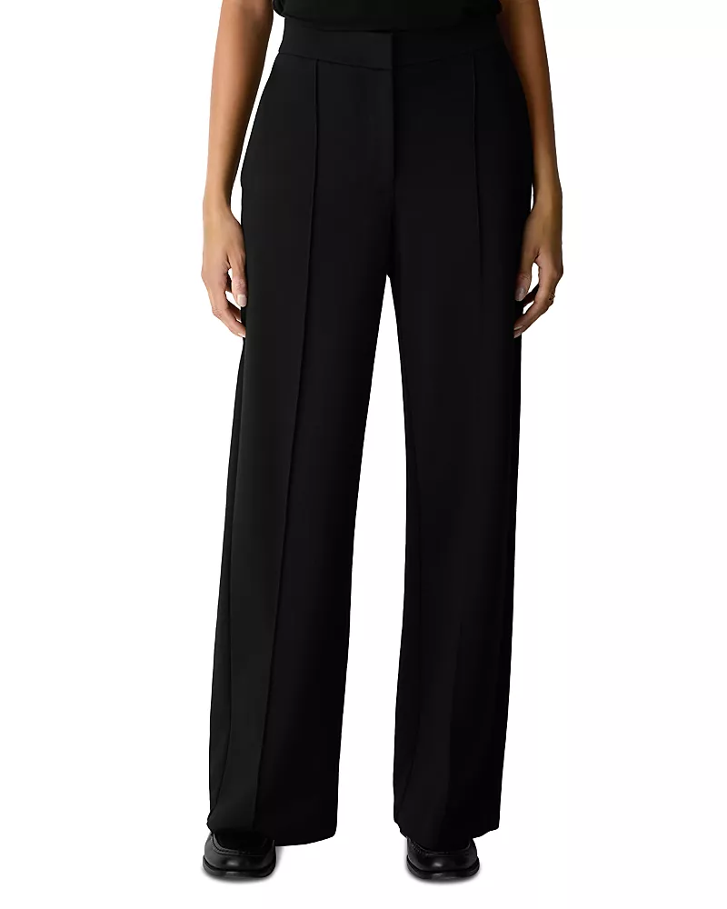 Eileen Fisher Flex Ponte Wide-Leg Pintuck Pants