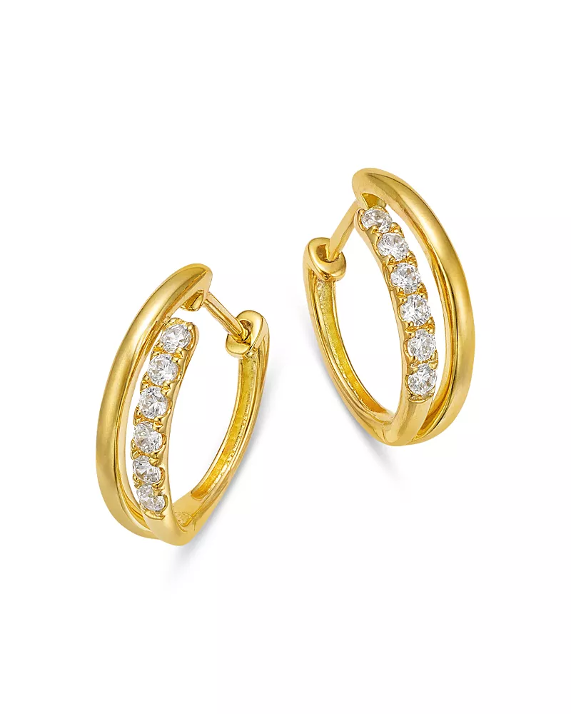 Bloomingdale's Fine Collection Diamond Huggie Hoop Earrings in 14K Yellow Gold, 0.23 tcw