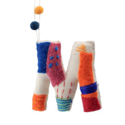 Felt Tie Dye Embroidered Hanging M Ornament  