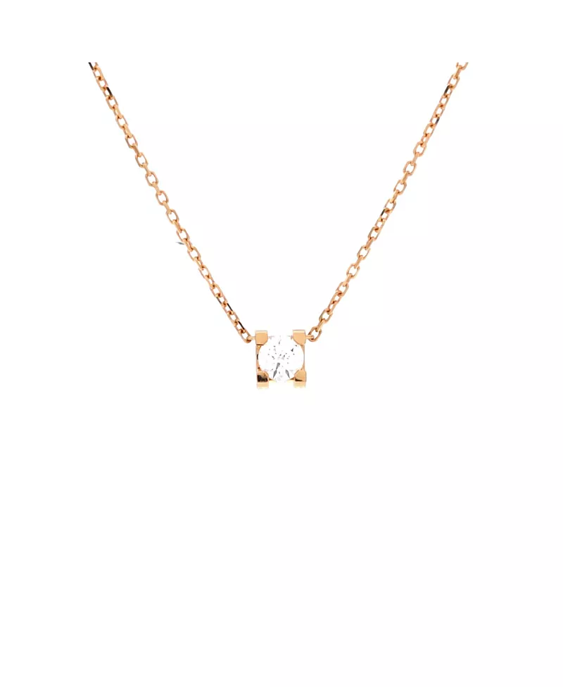 Pre-Owned Cartier 0.20-0.29CT C de Cartier Necklace 18K Rose Gold and Diamond, 16.75