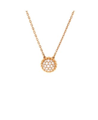  Perlee Round Pendant Necklace 18K Rose Gold and Diamonds, 16.5"