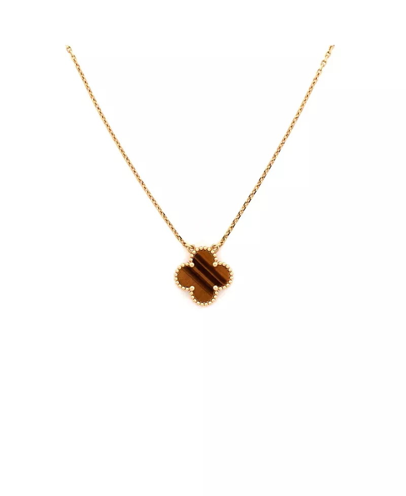Pre-Owned Van Cleef & Arpels Vintage Alhambra Pendant Necklace 18K Gold and Tiger Eye, 16.5