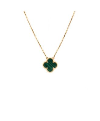  Vintage Alhambra Pendant Necklace 18K Gold and Malachite, 16.5"