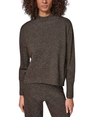 Metallic Merino Wool Mock Neck Sweater