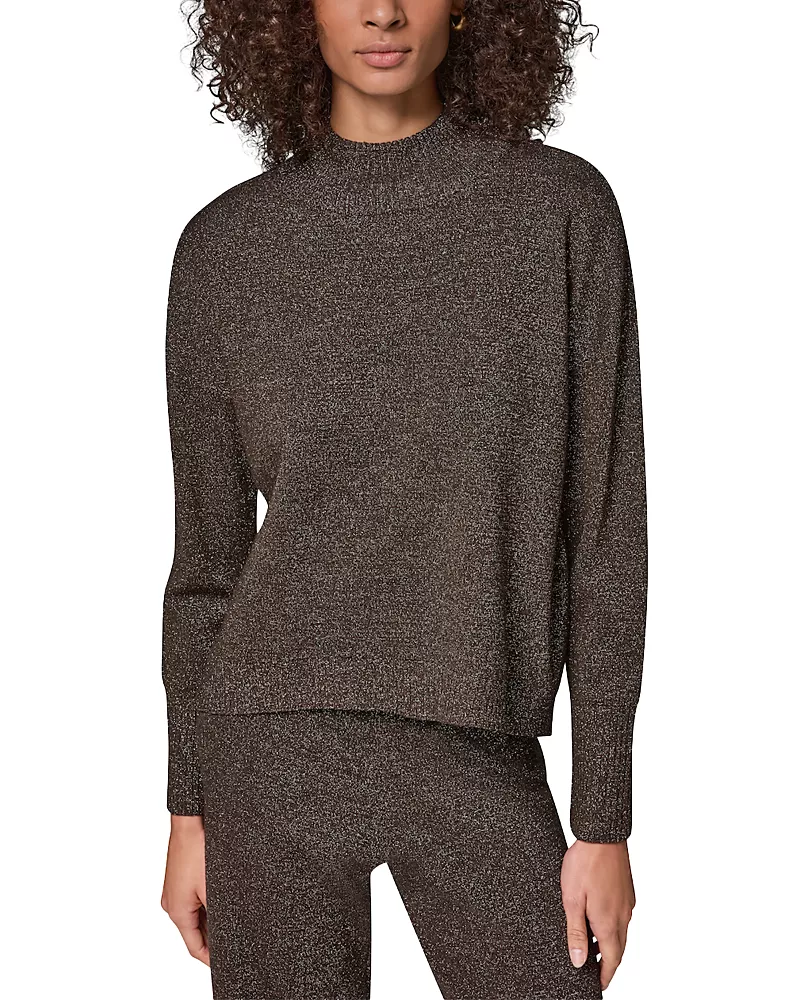 Dkny Metallic Merino Wool Mock Neck Sweater