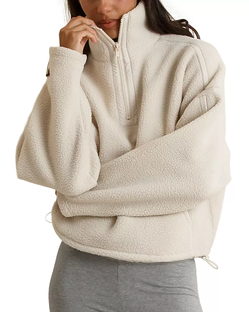 perfectwhitetee Funnel Neck Fleece Sweatshirt
