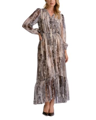Printed Long Sleeve Maxi Dress