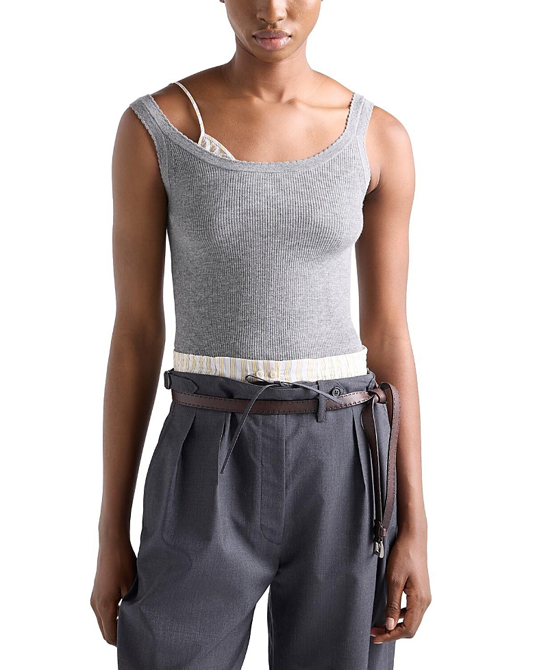 Ribbed Knit Cashmere Tank Top