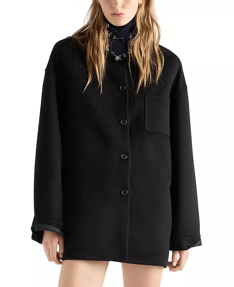 Prada Reversible double cashwool and Re-Nylon caban jacket