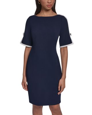 Karl Lagerfeld Paris Contrast Trim Bow Sleeve Sheath Dress
