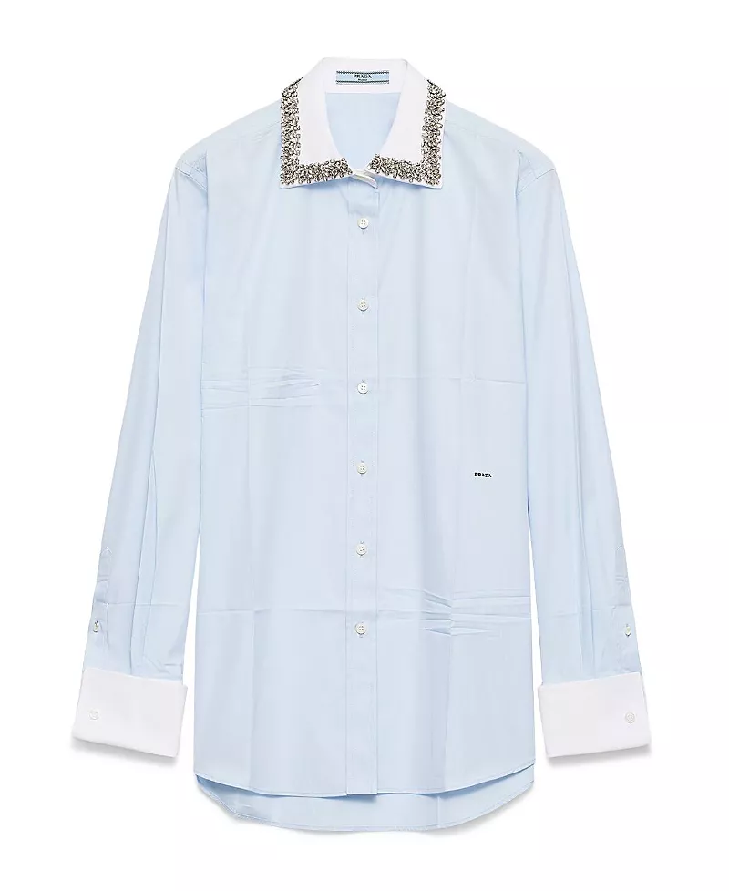 Prada Embroidered Poplin Shirt