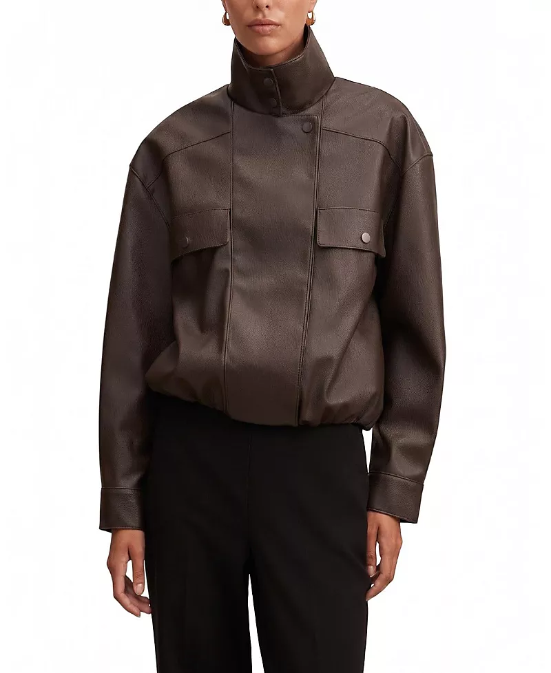 Ever New Women's Angela Oversized Faux Leather Bomber Jacket