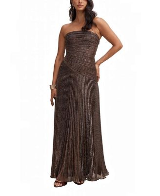  Women's Sofia Strapless Plisse Maxi Dress