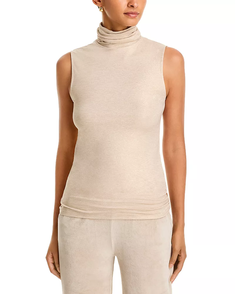 Majestic Filatures Metallic Sleeveless Turtleneck
