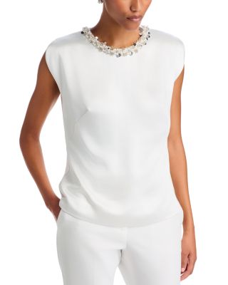 Milly Pia Satin Sequin Embellished Top