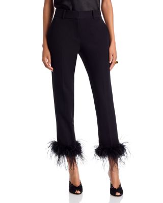 Milly Nicola Feather Trim Pants
