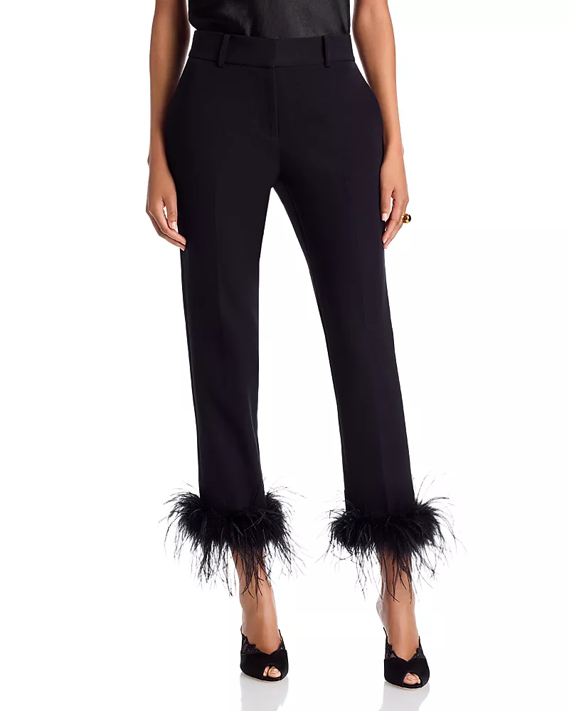 Milly Nicola Feather Trim Pants