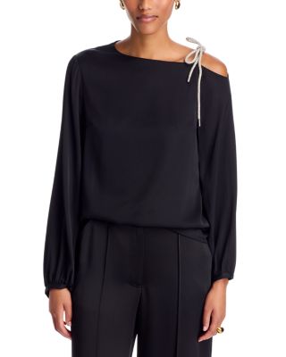 Rory Stretch Silk Embellished Off-the-Shoulder Top