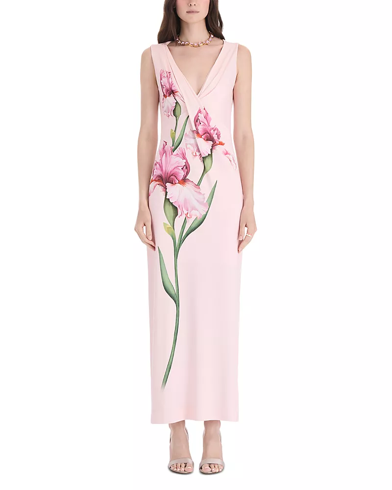 Oscar de la Renta Painted Iris Jersey Dress