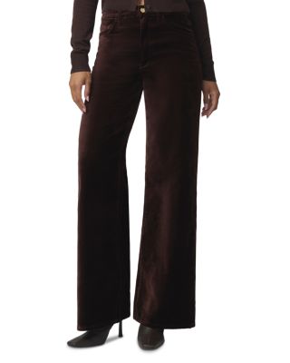 The Mia High Rise Wide Leg Velveteen Jeans in Coffee Bean