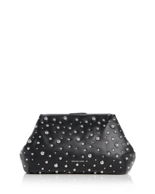 Goldie Studded Leather Clutch