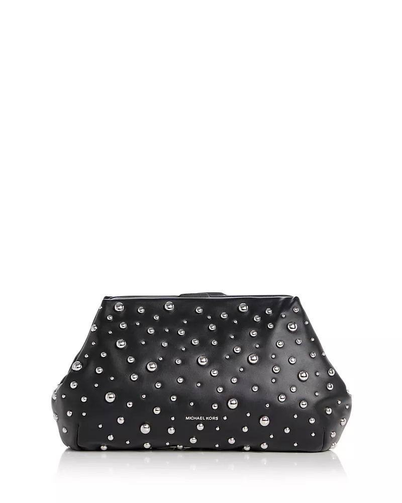 Michael Kors Goldie Studded Leather Clutch