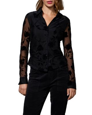 Juno Sheer Floral Flocked Top